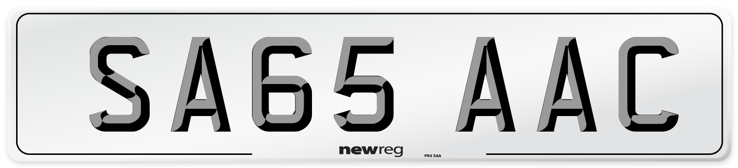 SA65 AAC Number Plate from New Reg